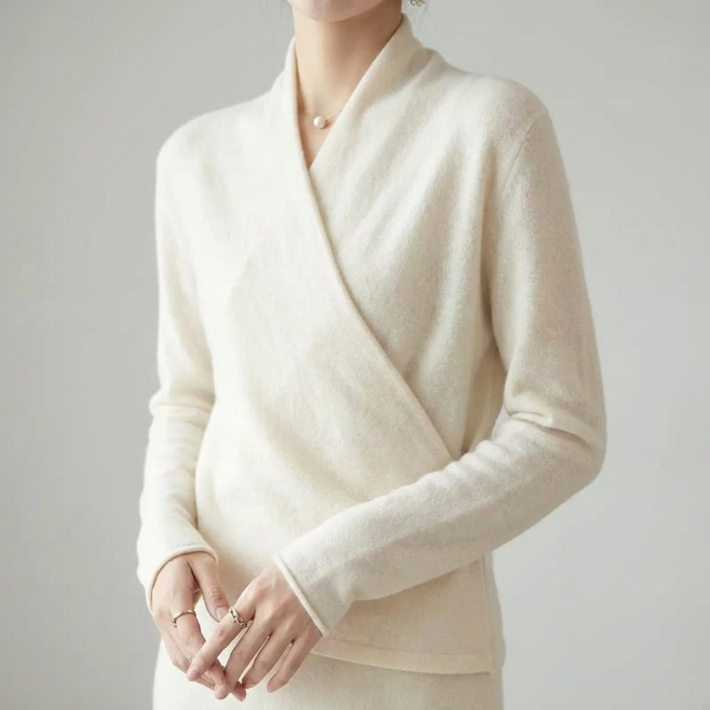 Hudson and Mark Warm Wool Blend Crossed Wrap Sweater