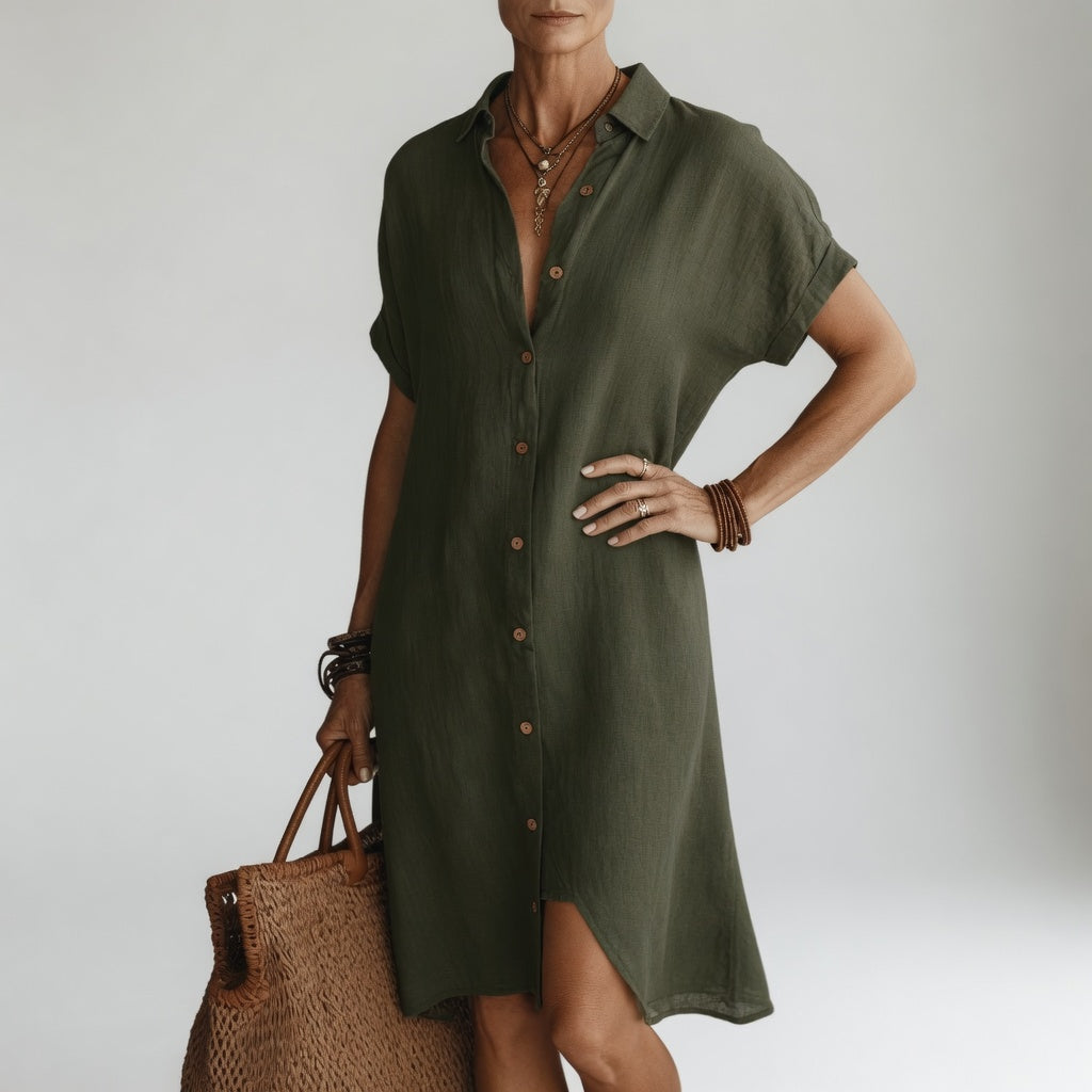 Évanélie™ Midi Shirt Dress