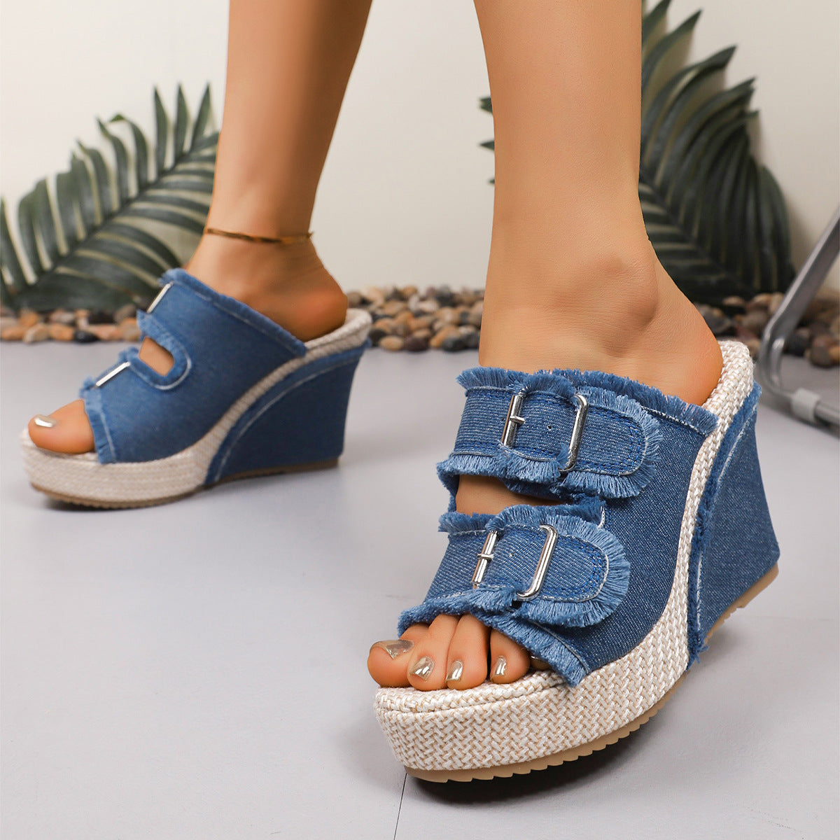 Atelier | Fray Edge Wedge Sandals