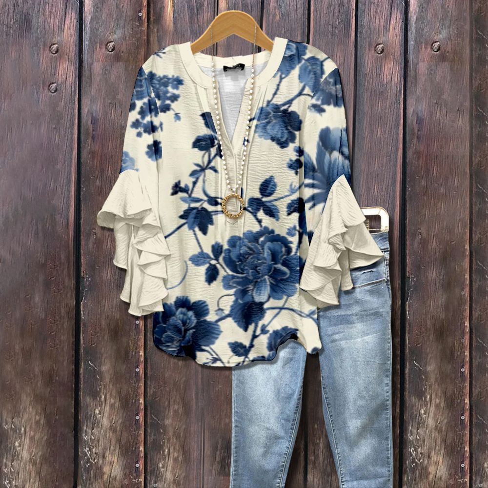 Blairly| Vintage Retro Ruffle Blouse