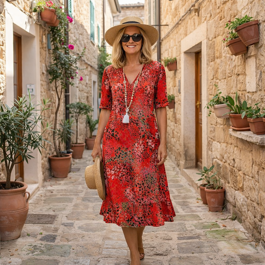 Rachel Printed Midi Dress