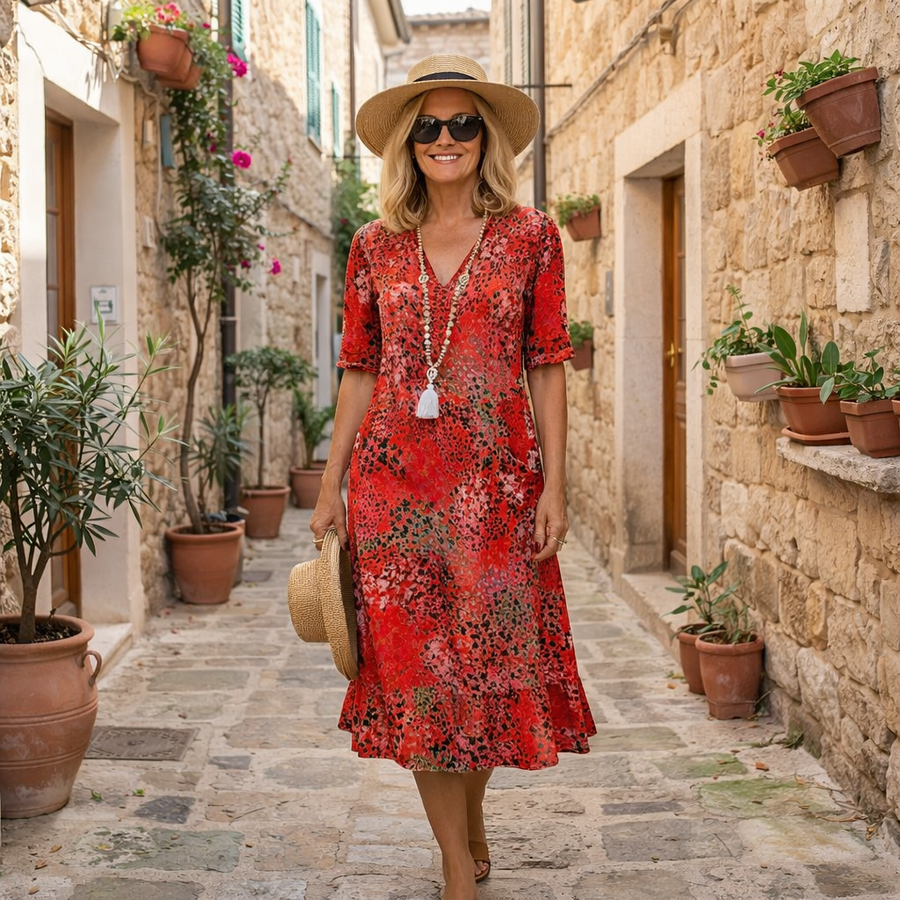 Rachel Printed Midi Dress