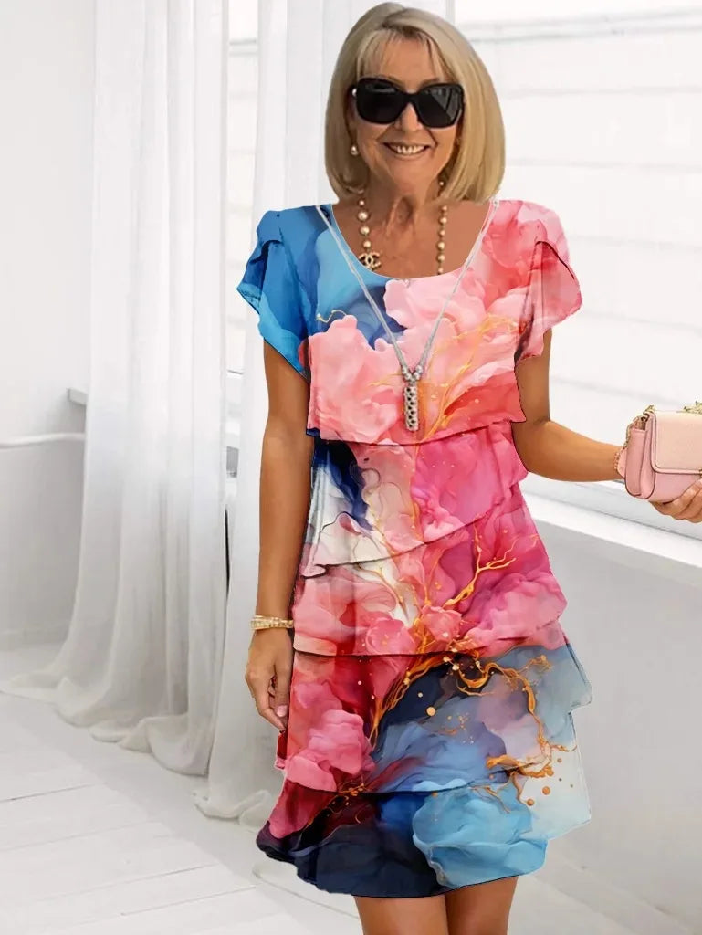 Caroline | Elegant Comfort Ruffle Dress