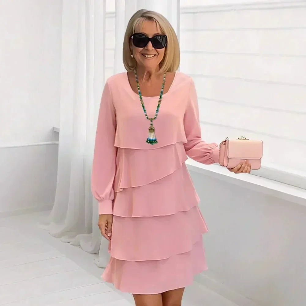 Margaret | Elegant Comfort Ruffle Dress Long Sleeve
