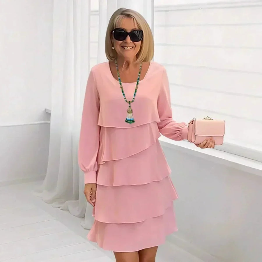 Margaret | Elegant Comfort Ruffle Dress Long Sleeve