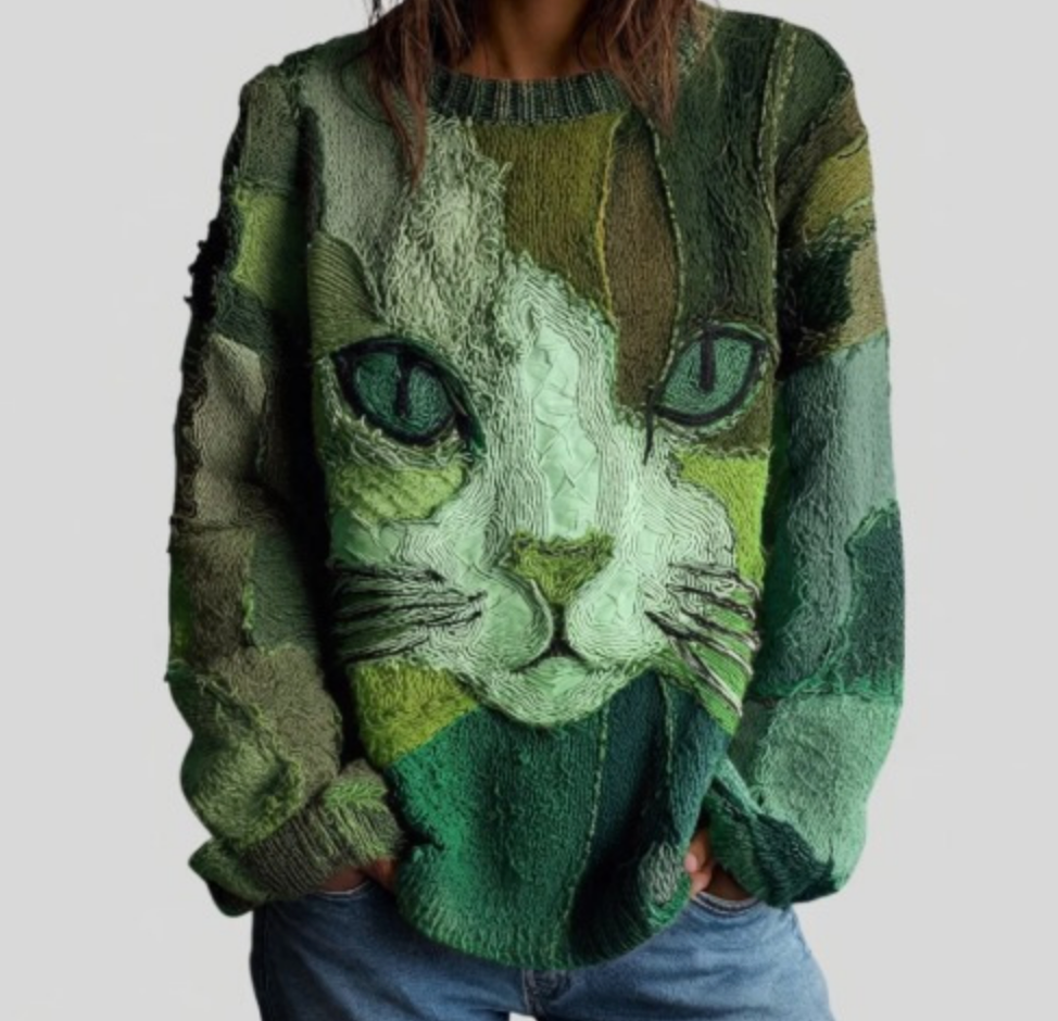 Zaira Artistic Cat Statement Top