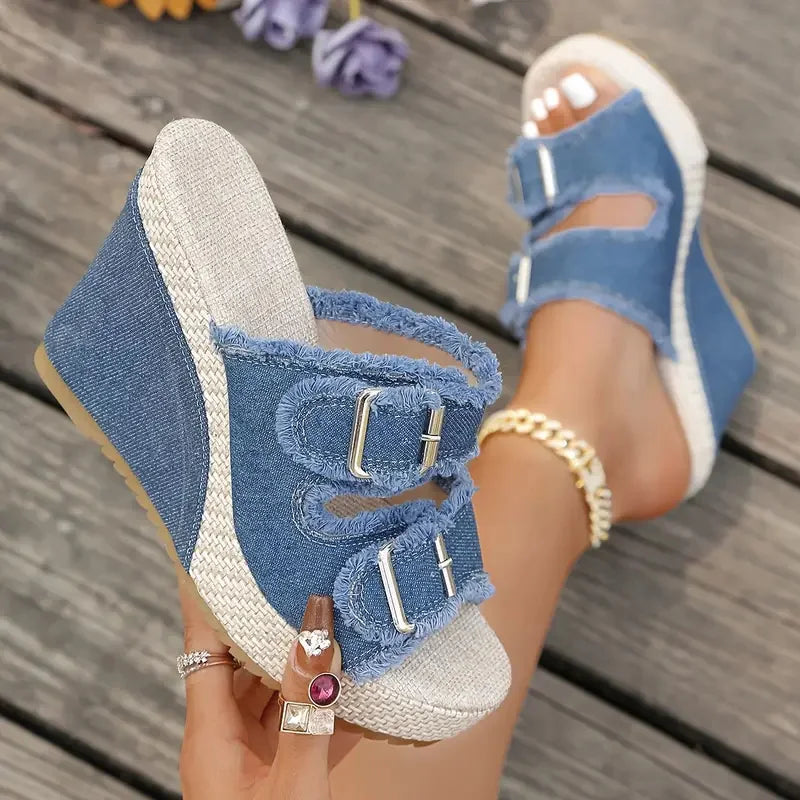 Atelier | Fray Edge Wedge Sandals