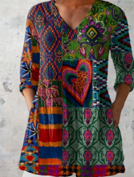 Delphine Long V-Neck Blouse