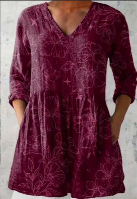 Florence Long V-Neck Blouse