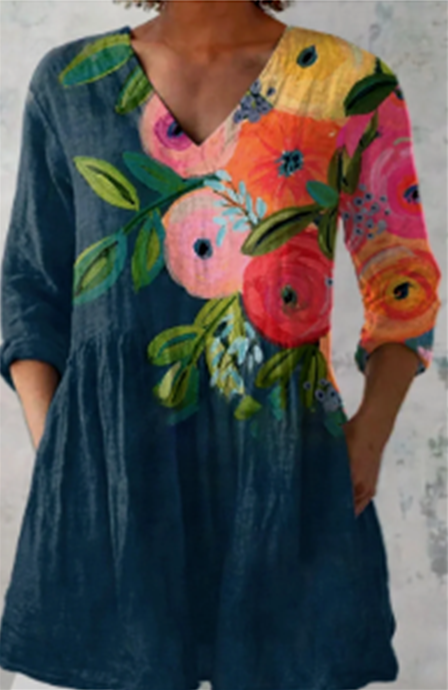 Genevieve Long V-Neck Blouse