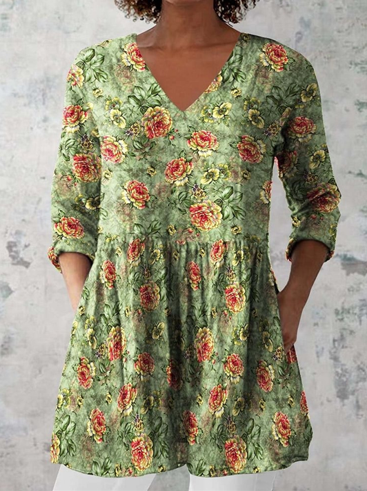 Sara Long V-Neck Blouse