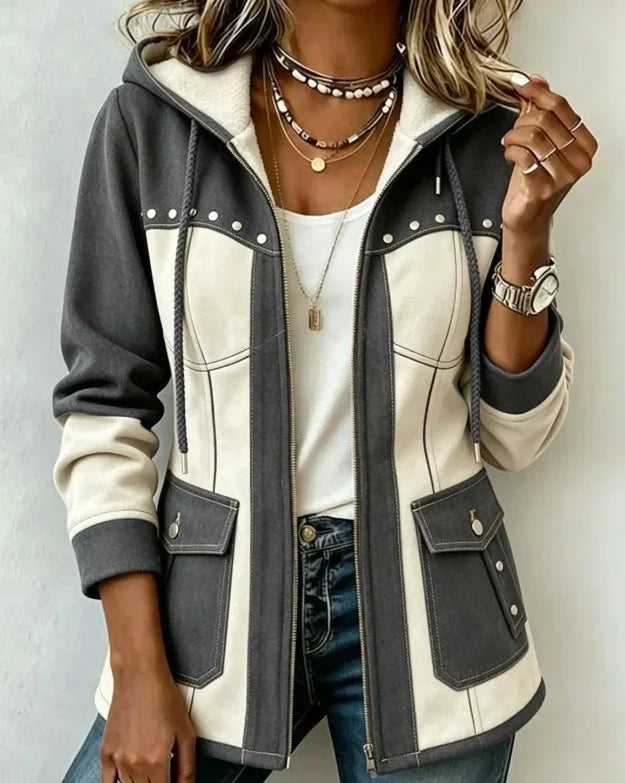 Veronique Two-Tone Hooded Jacket