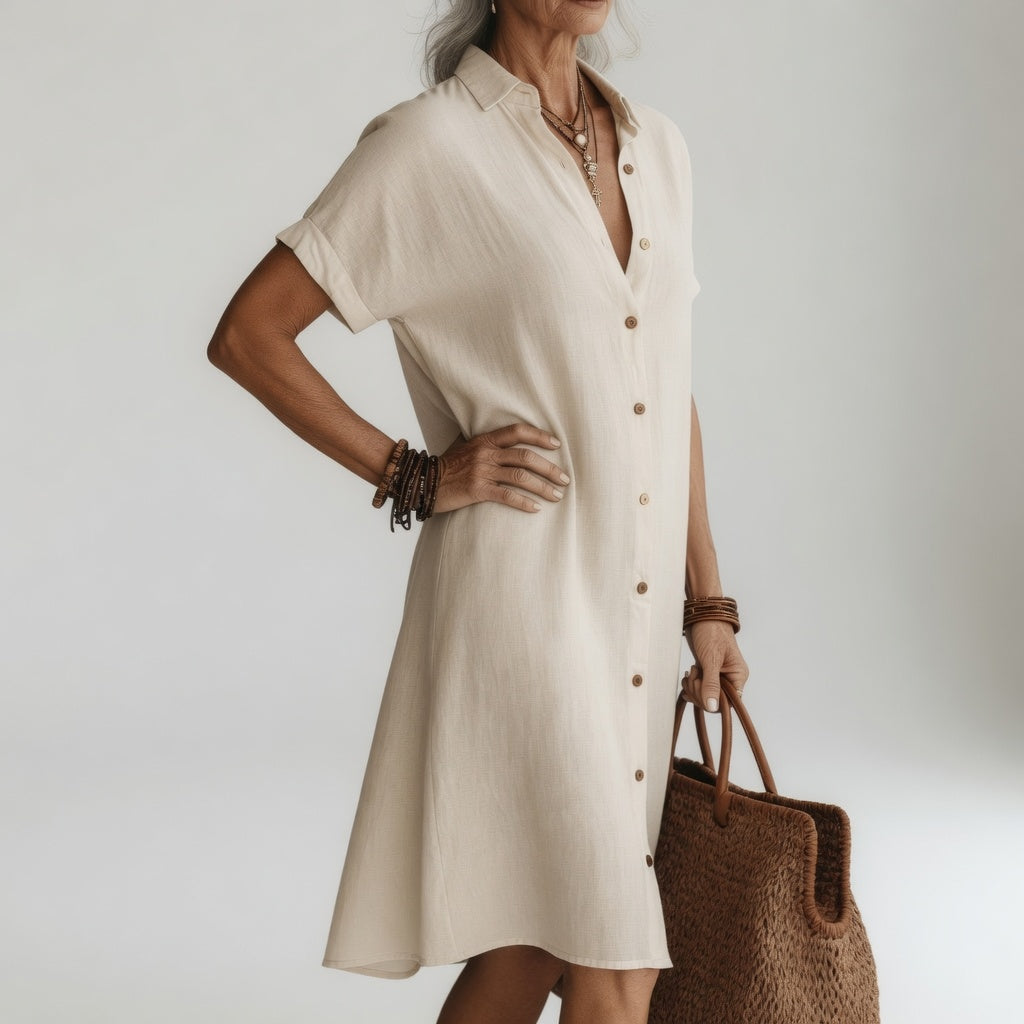 Évanélie™ Midi Shirt Dress