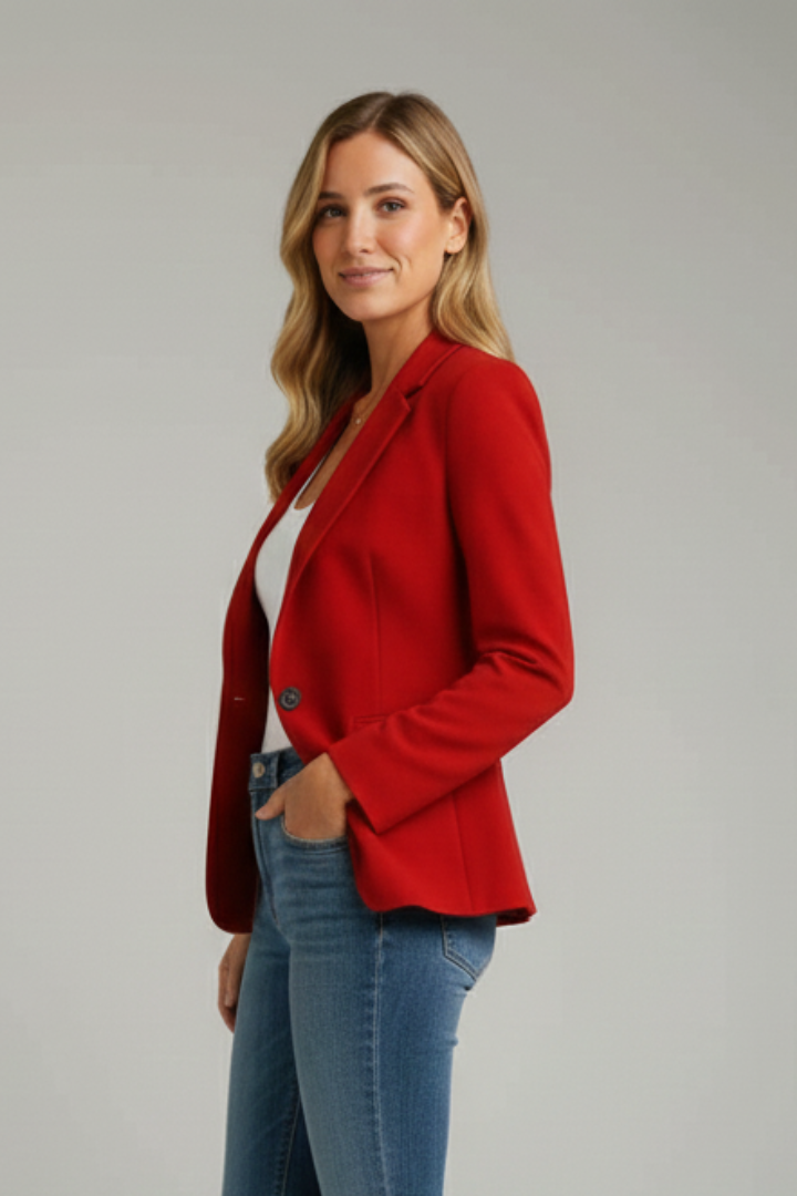 Notched Lapel Single-Button Blazer