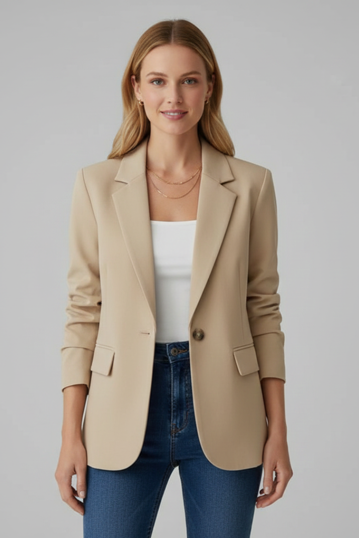 Notched Lapel Single-Button Blazer