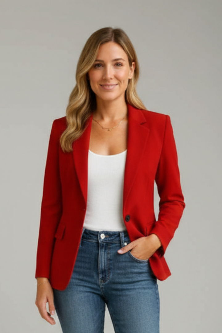 Notched Lapel Single-Button Blazer