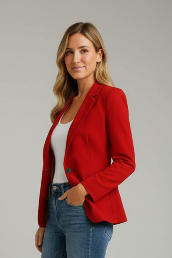 Notched Lapel Single-Button Blazer