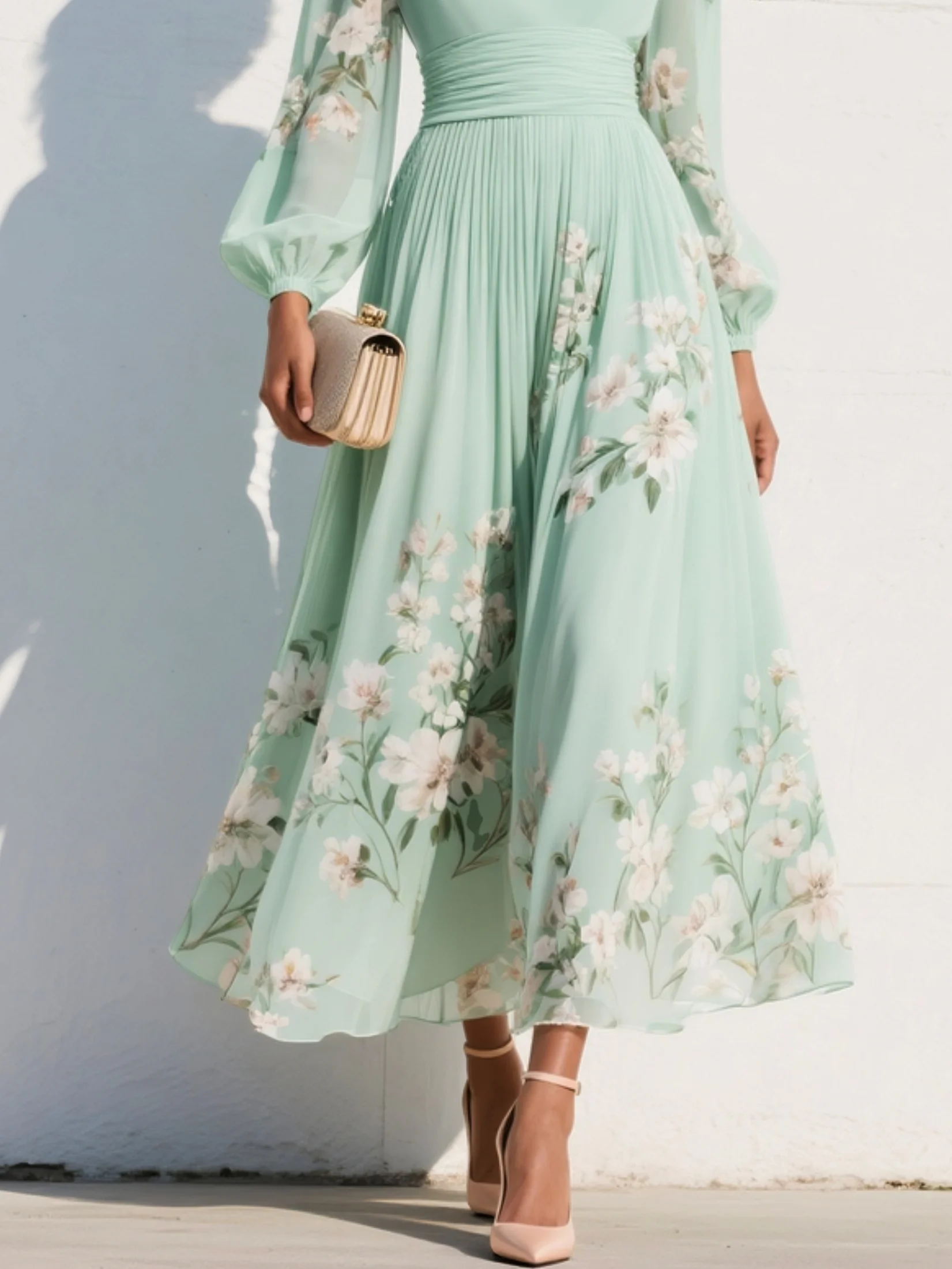 Ivy Pleated Satin Dress