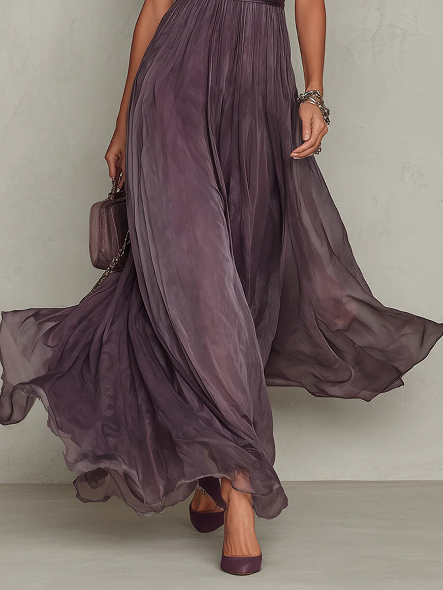 Flavia Purple Chiffon Maxi Dress