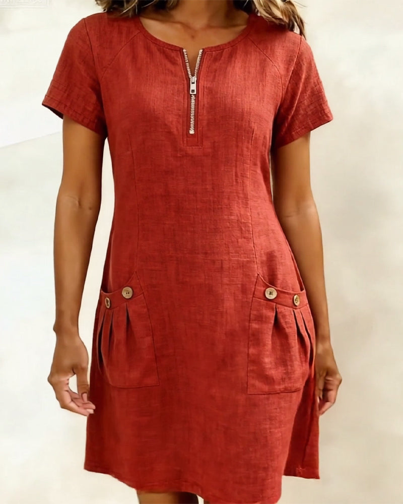 Emma Cotton Dress with Zipper Closure