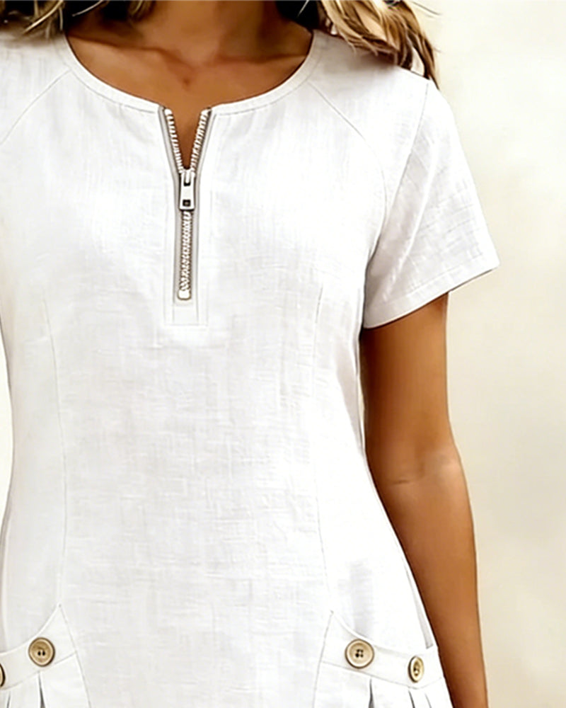 Emma Cotton Dress with Zipper Closure