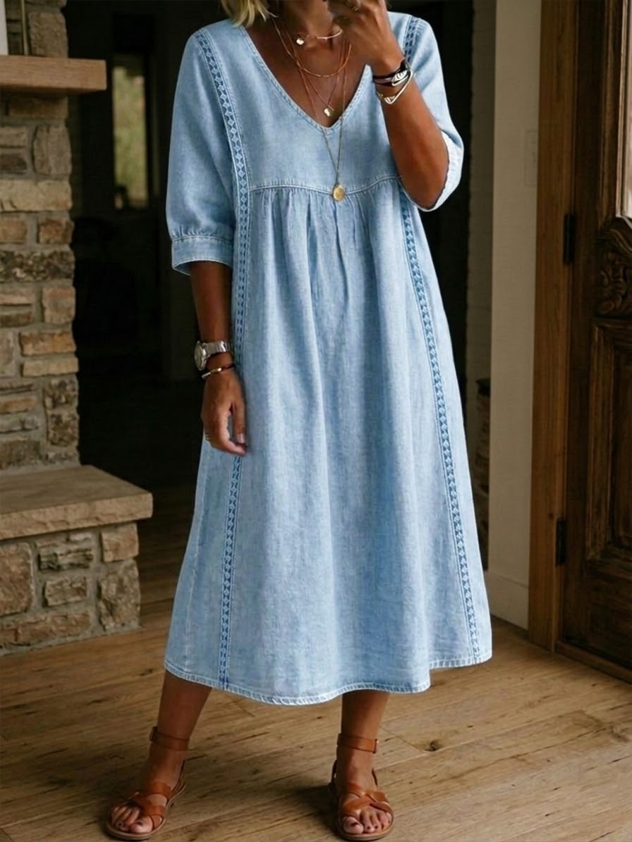 Chloe Denim Lace Dress