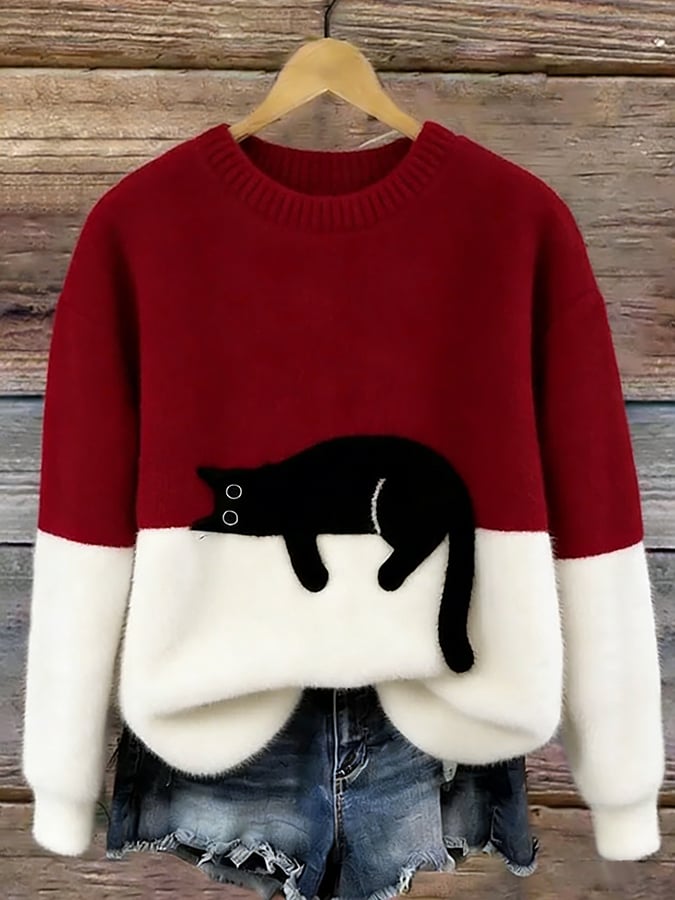 Aileen Cat Print Sweater