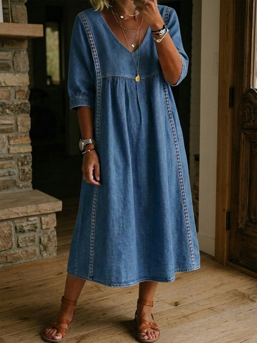 Chloe Denim Lace Dress