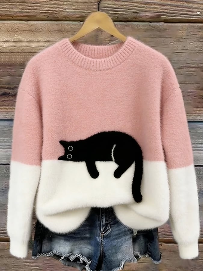Aileen Cat Print Sweater