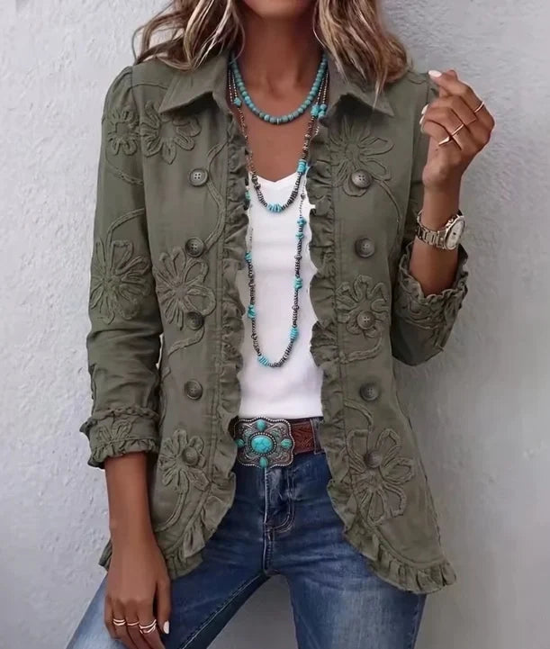 Alessandra Embroidered Boho Ruffle Jacket