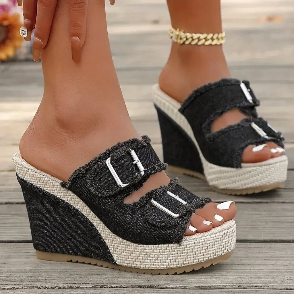 Atelier | Fray Edge Wedge Sandals