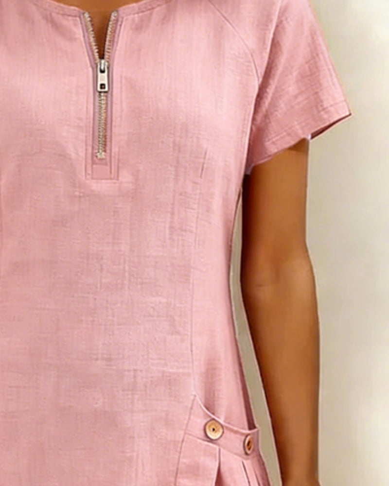 Emma Cotton Dress with Zipper Closure