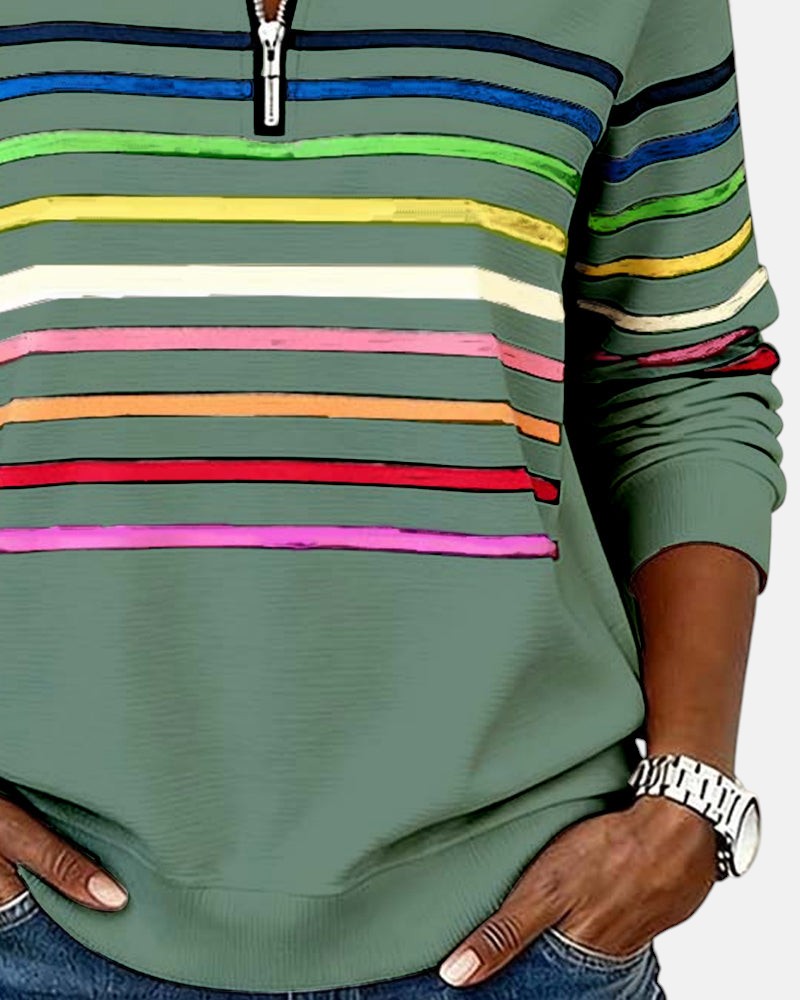 Serenelle Striped Zip Sweatshirt
