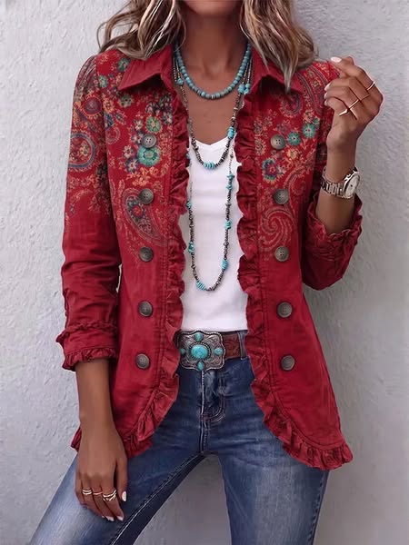 Carlotta Bohemian Paisley Ruffle Jacket