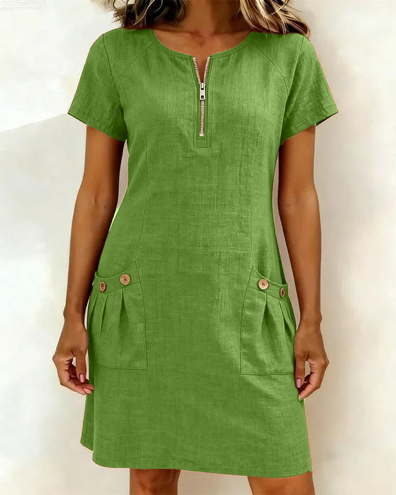 Emma Cotton Dress with Zipper Closure