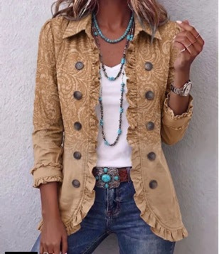 Chiara Western Print Ruffle Jacket