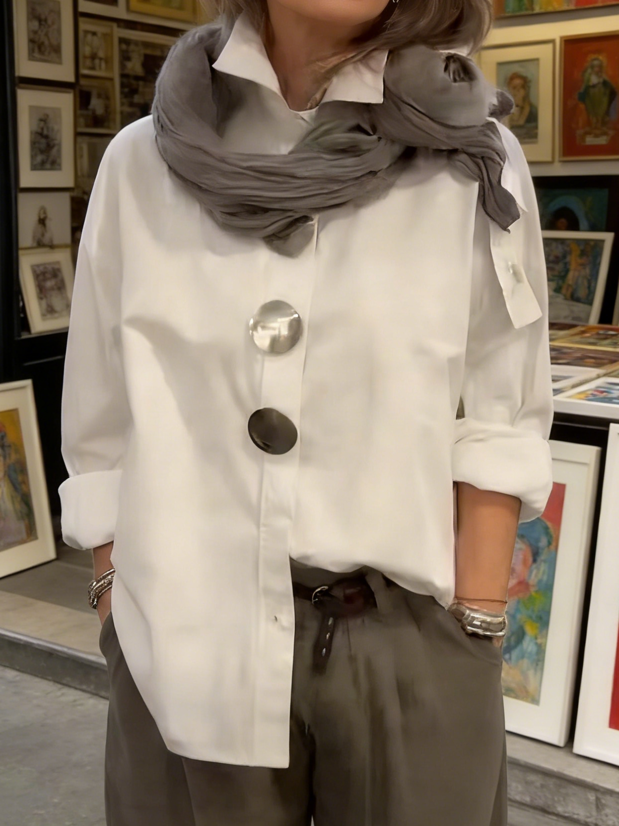 Rosalind | Statement Button Stand Collar Blouse