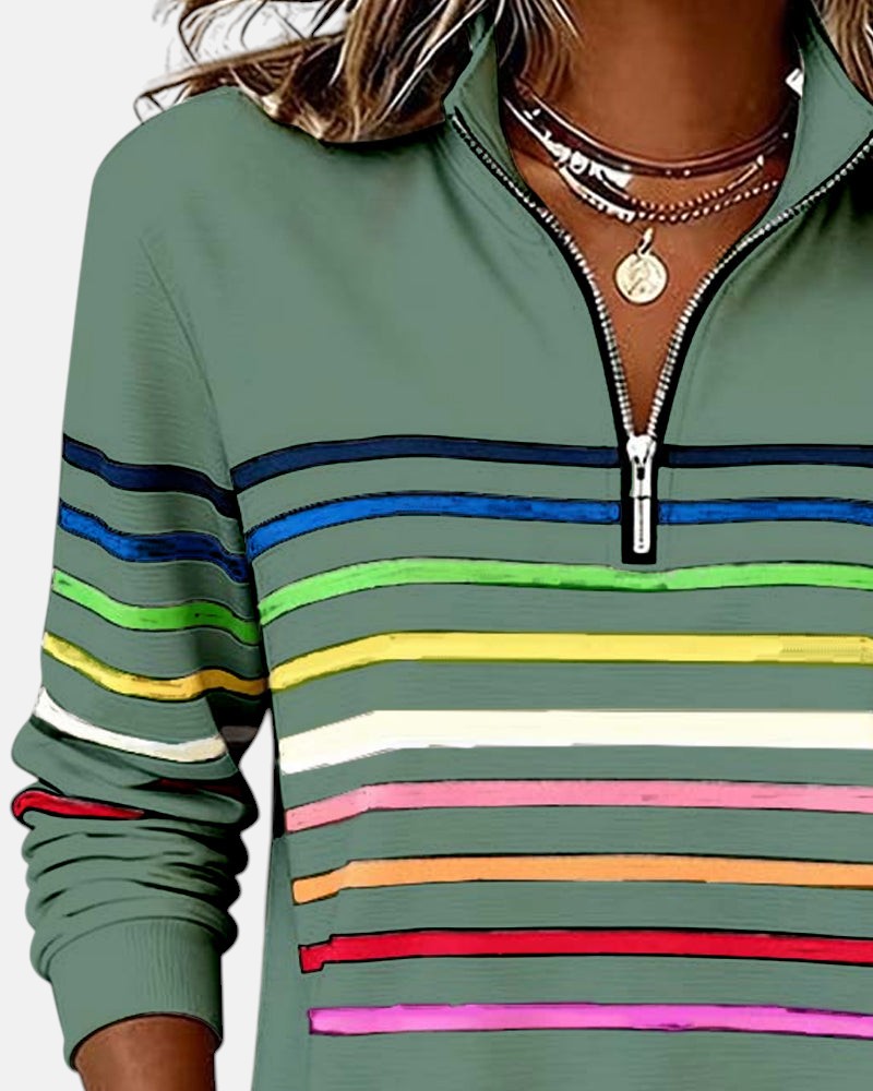 Serenelle Striped Zip Sweatshirt