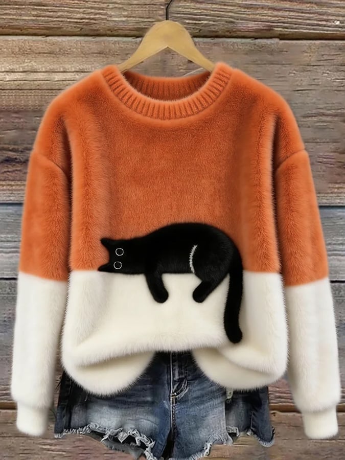 Aileen Cat Print Sweater