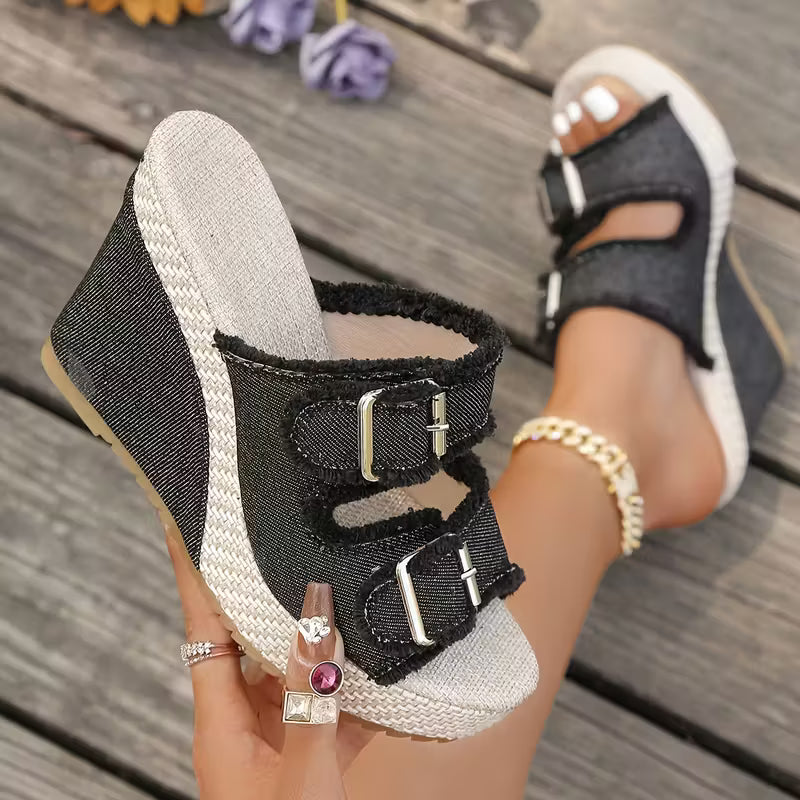 Atelier | Fray Edge Wedge Sandals