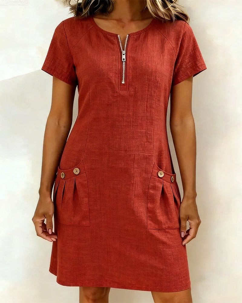 Emma Cotton Dress with Zipper Closure