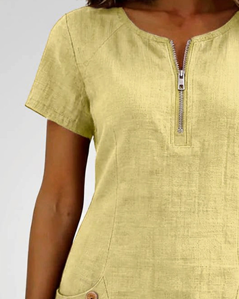 Emma Cotton Dress with Zipper Closure