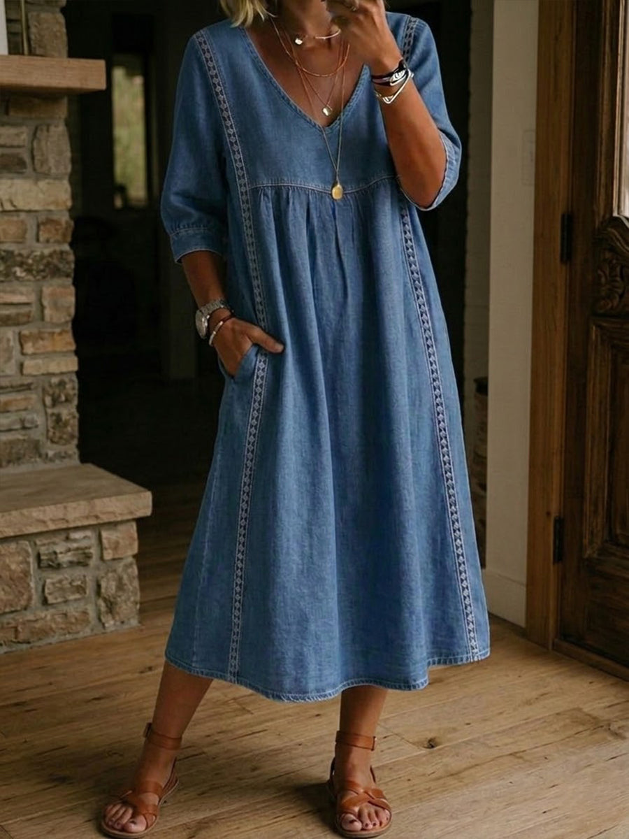 Chloe Denim Lace Dress