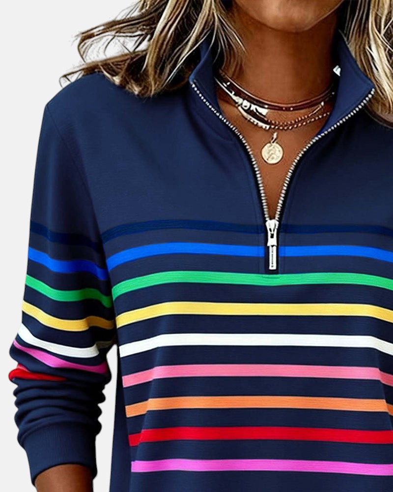 Serenelle Striped Zip Sweatshirt