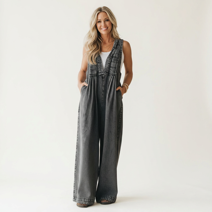 Griselda Wide-Leg Denim Jumpsuit