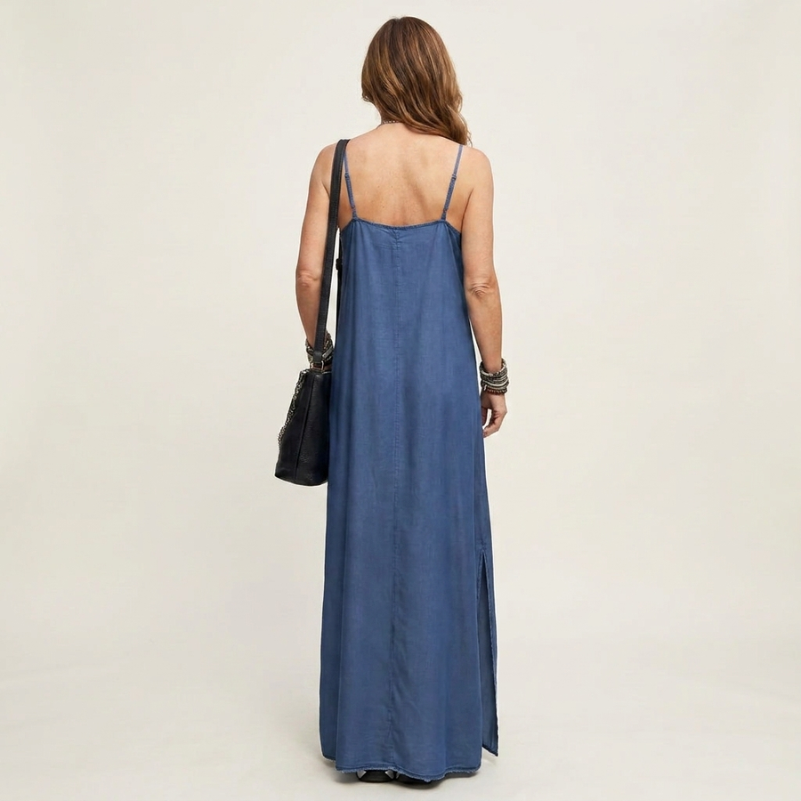 Azure Denim Maxi Dress