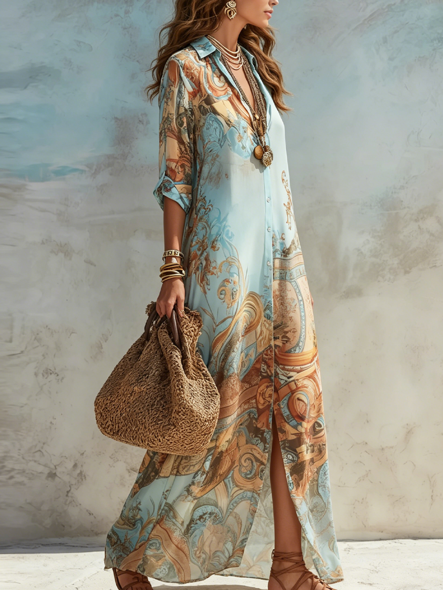 Baroque Elegant Flowing Summer Dress