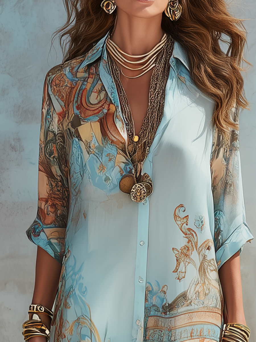 Baroque Elegant Flowing Summer Dress
