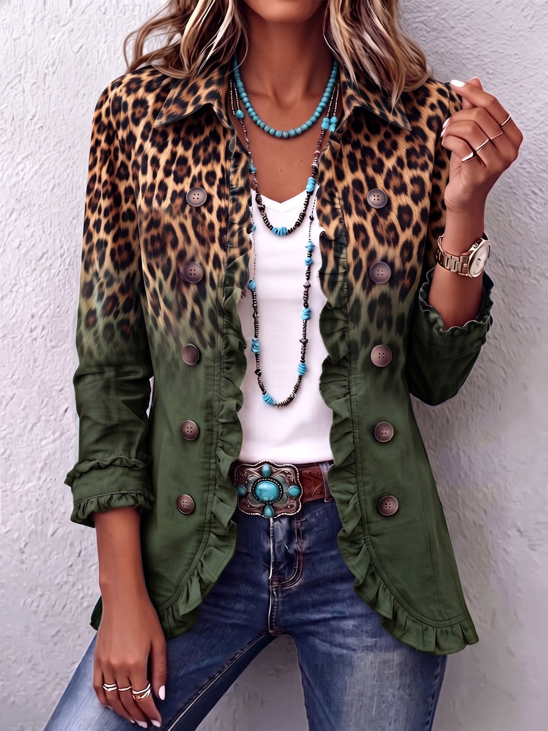 Elspeth Leopard Ombre Blazer