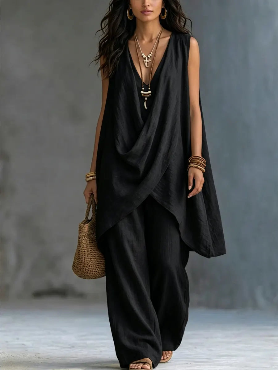 Geneva Draped Wide-Leg Set